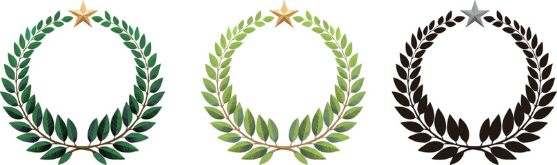 Elegant laurel wreath award design with gold and silver star decoration © 39LAB