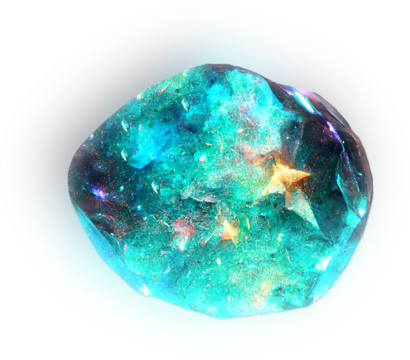 Abstract Crystal Gemstone Within Blue Iridescent Sphere Sparkling Blue And Green Hues With Transparent Background