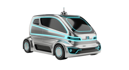 Futuristic Autonomous Electric Vehicle Compact Car with LED Lights in White and Black Style