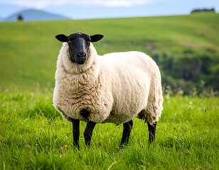 Fototapeta premium Sheep in a grassy field (1)