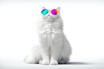 funny white cat, AI generated