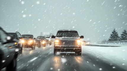 snowy road, AI generated