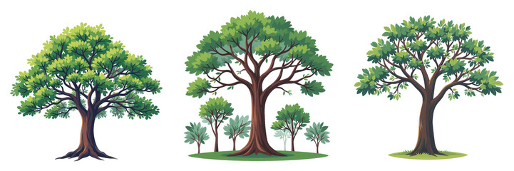 Colorful Cartoon Trees in Different Styles for Nature Designs