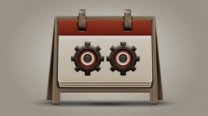 Calendar gear mechanism office graphic design minimalist environment close-up view time management concept