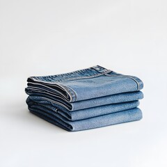 A pair of jeans mockup folded neatly placed on a wooden table