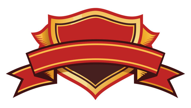 Vector art of a decorative red and gold shield emblem with a banner, perfect for adding a touch of elegance and sophistication to your design projects