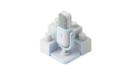 Modern Wireless Microphone Technology in Futuristic Conference Setup