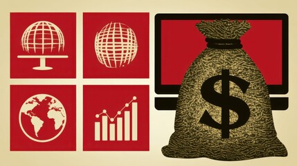 Financial growth strategies global market infographic digital environment informative viewpoint business concept