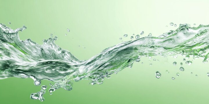 Stunning water splash with refreshing green background for eco-friendly product ad campaigns and vibrant hydration concepts, promoting purity and natural beauty