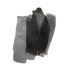Abstract Black Ink Brushstrokes on Transparent Background Grayscale Texture Concept
