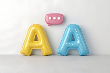 Two large inflatable letter a balloons and a pink speech bubble