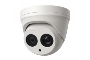 White dual lens security camera monitoring system