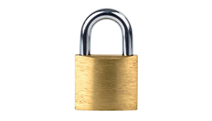 Naklejka premium A shiny, closed padlock, brass body with a silver shackle