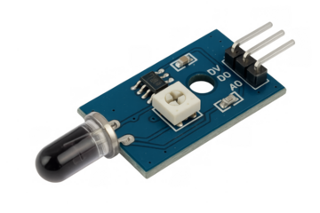 Infrared receiver sensor module electronics on transparent background