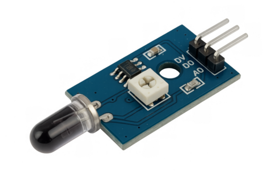 Infrared receiver sensor module electronics on transparent background