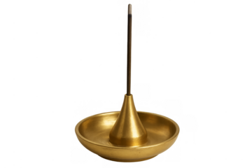 Incense stick burning on brass holder for aromatherapy