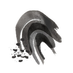 Abstract Watercolor Brushstrokes in Shades of Gray on Transparent Background