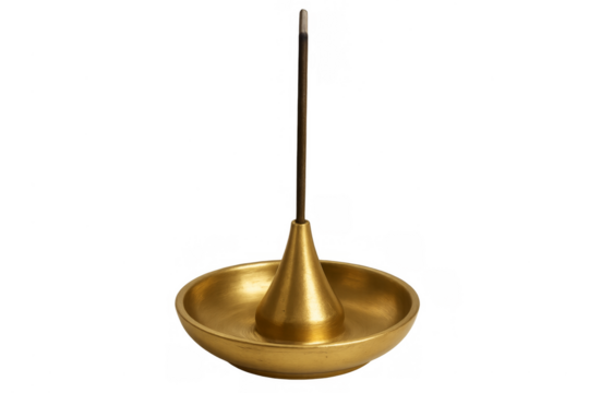 Incense stick burning on brass holder for aromatherapy