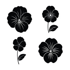 Pansy flower icons collection for garden and floral decoration