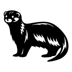 Obraz premium Stylized Black and White Illustration of a Ferret or Similar Mammal