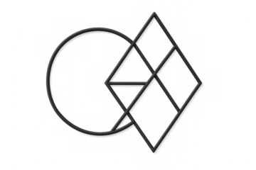 Black geometric shapes frames on transparent background