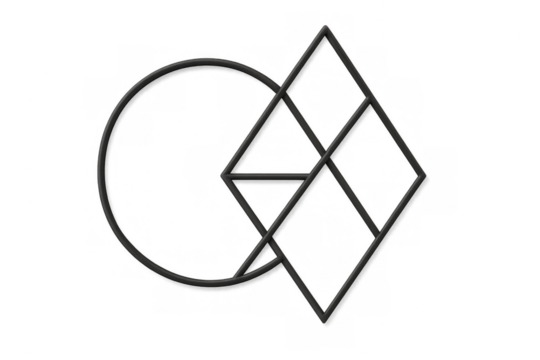 Black geometric shapes frames on transparent background