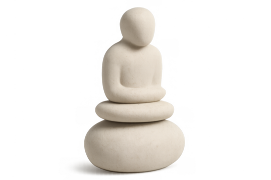 Abstract human figure meditating on balancing stones - Powered by Adobe