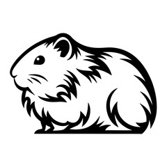 Stylized guinea pig vector illustration, simple black and white graphics design