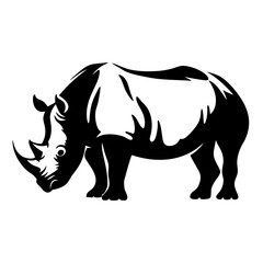 Obraz premium Bold Monochrome Rhino Illustration Depicting Strength and Wildlife Conservation Concerns