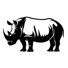 Obraz premium Bold monochromatic silhouette of a rhinoceros, a powerful and imposing creature