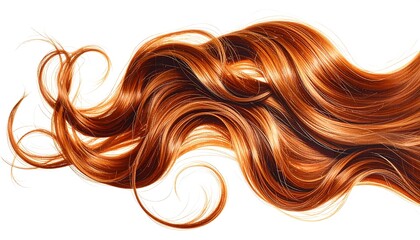 Close-up shot of vibrant red hair with a white background