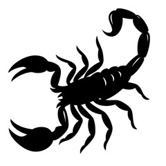 Silhouette image of a scorpion with its menacing stinger curved forward