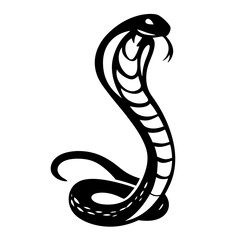 Fototapeta premium Striking Cobra Snake in Black and White Minimalist Vector Art Style