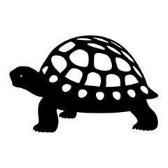 Stylized black silhouette illustration of a turtle with spotted shell design
