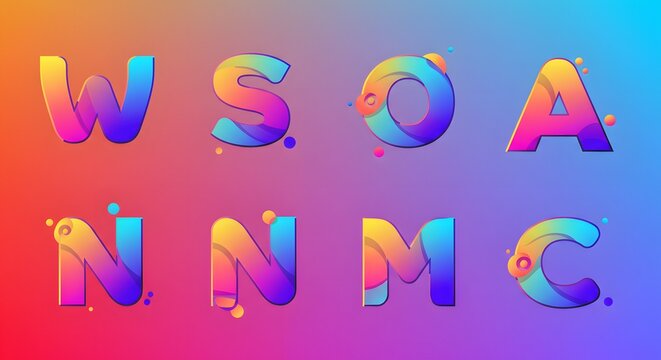 Colorful Alphabet Letters with Bubbles and Gradient Effect