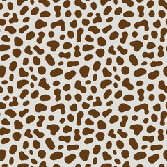 Seamless Cow Print Pattern with Brown Spots on Cream Background for Textile Designs and Fashion Applications Perfectly Suited for Digital Art and Backgrounds