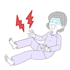 足がつったシニア女性2　青ざめる　