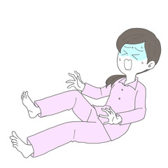 足がつった女性　青ざめる