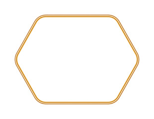 Gold geometric hexagon 3d frame. Luxury realistic polygonal vignette. Vintage decorative golden border for certificates, awards, stamps. Realistic object mockup for photo frame. Vector illustration