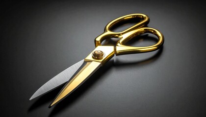 Elegant gold and silver scissors with luxurious design placed on dark surface for product aesthetics editorial branding and premium tool visuals