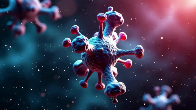 Detailed Close-Up of a Vibrant Virus Structure with Colorful Background and Textured Surface for Scientific Illustrations