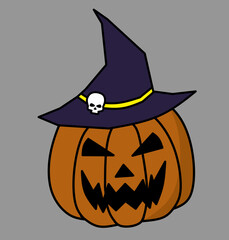 halloween pumpkin with witch hat