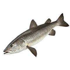 Fototapeta premium Sleek and Detailed Illustration of a Silver Scale Fish on White Backdrop