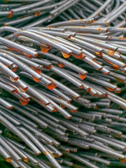 Close-up of Metal Rods with Droplets
