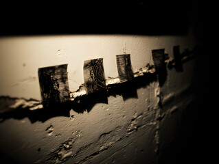 Abstract Wall Art with Geometric Shapes and Dark Shadows: A Textured Interior Design Element for Modern Spaces
