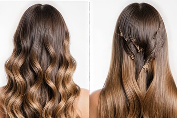comparing healthy and damaged hair strands