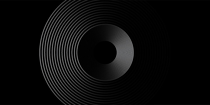 3D silver lines techno abstract background overlap layer on dark space with circles effect decoration. Modern graphic design element stripes style concept for web banner, flyer, card or brochure cover