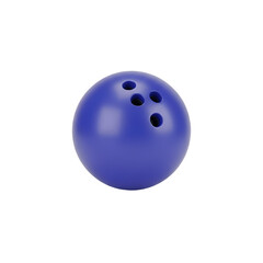 3d icon of a single blue bowling ball with three finger holes isolated on a transparent background
