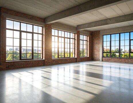 Spacious loft interior with large windows (1)