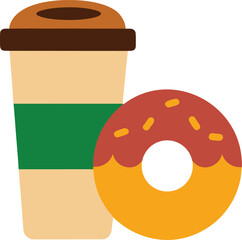 Coffee cup and donut illustration food drink